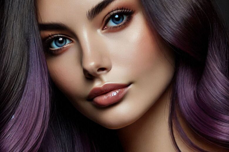 Il fascino dei capelli castano scuro con sfumature viola ametista: eleganza e originalità in un’unica tinta
